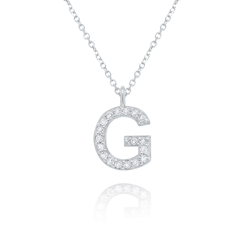 Collier initial de lettres majuscules modernes en diamant 14K de la collection Hemsleys