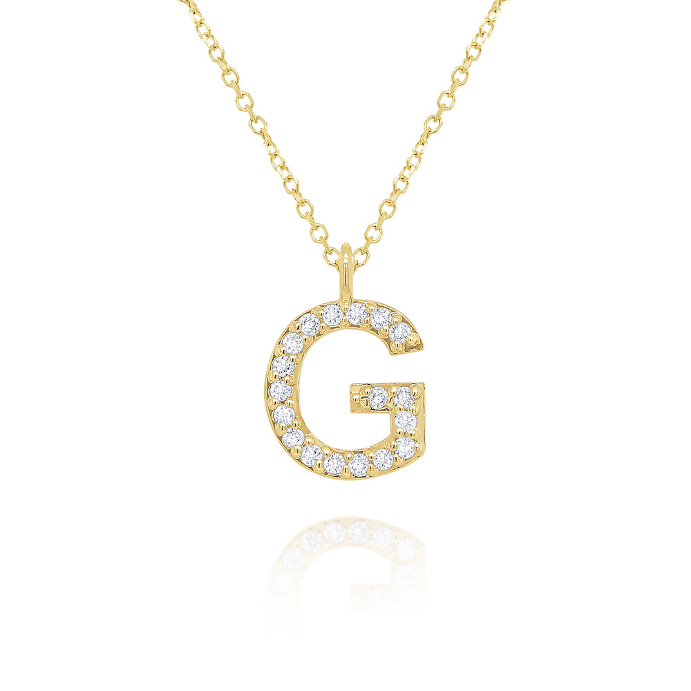 Collier initial de lettres majuscules modernes en diamant 14K de la collection Hemsleys