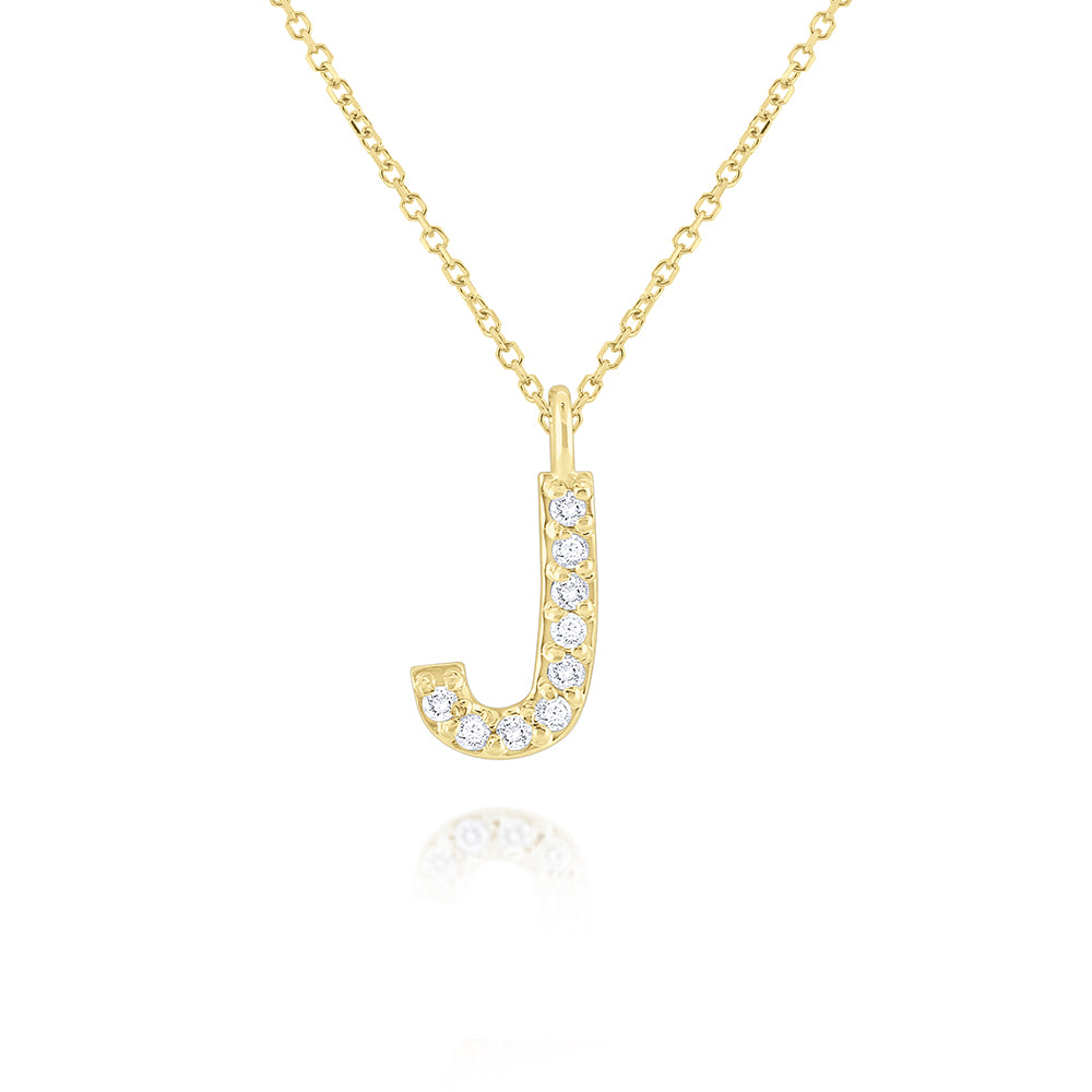 Collier initial de lettres majuscules modernes en diamant 14K de la collection Hemsleys