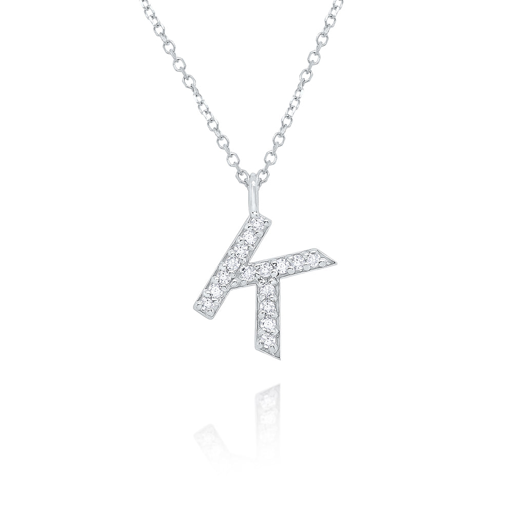 Collier initial de lettres majuscules modernes en diamant 14K de la collection Hemsleys