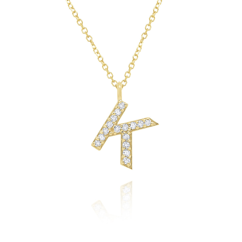 Collier initial de lettres majuscules modernes en diamant 14K de la collection Hemsleys
