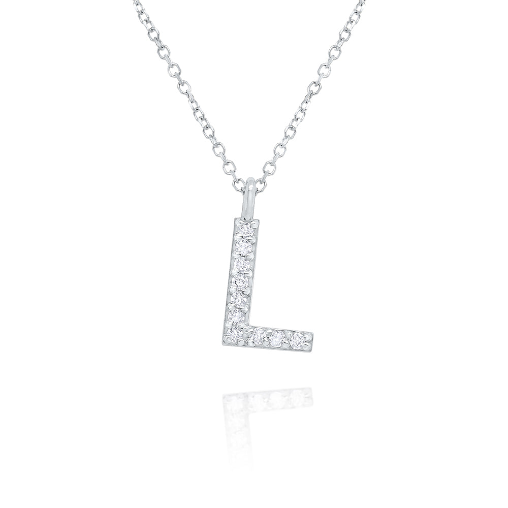 Collier initial de lettres majuscules modernes en diamant 14K de la collection Hemsleys