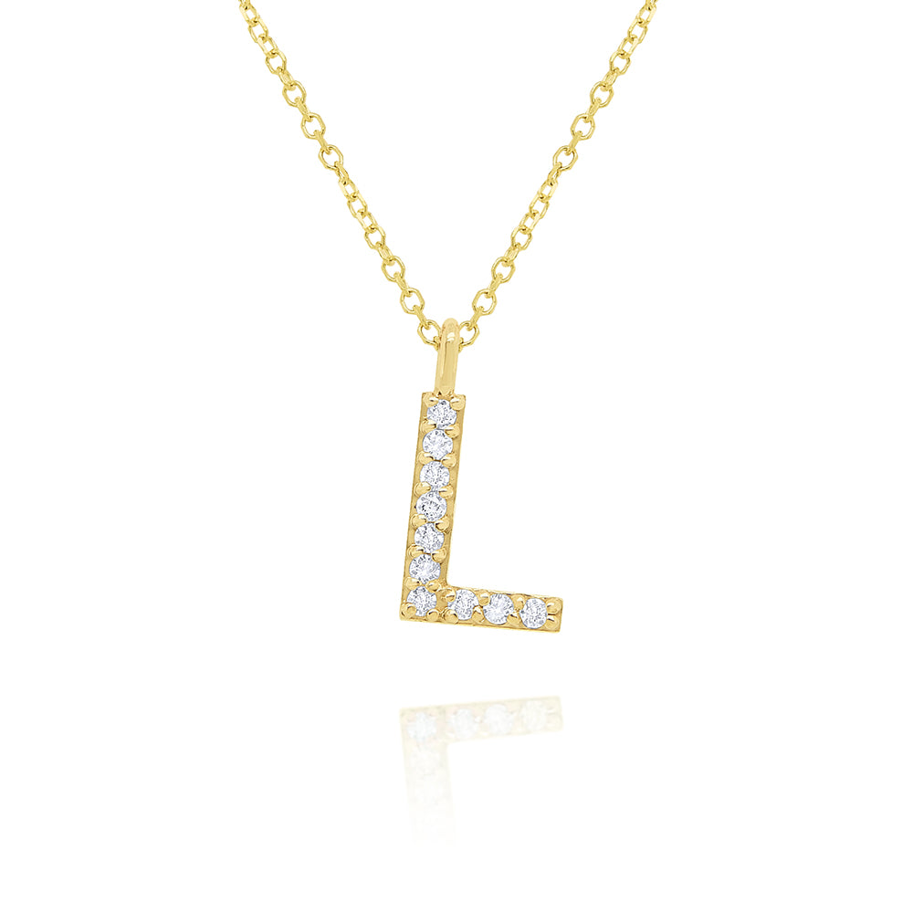Collier initial de lettres majuscules modernes en diamant 14K de la collection Hemsleys