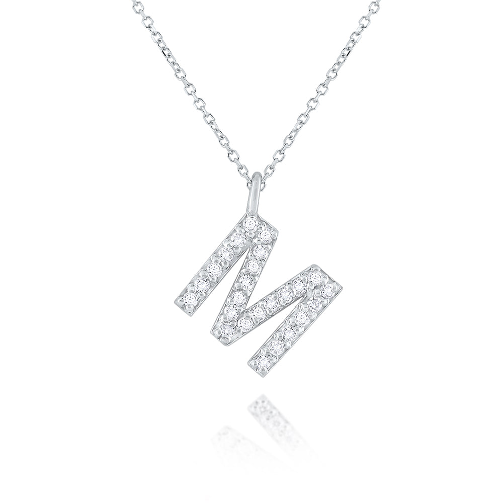 Collier initial de lettres majuscules modernes en diamant 14K de la collection Hemsleys