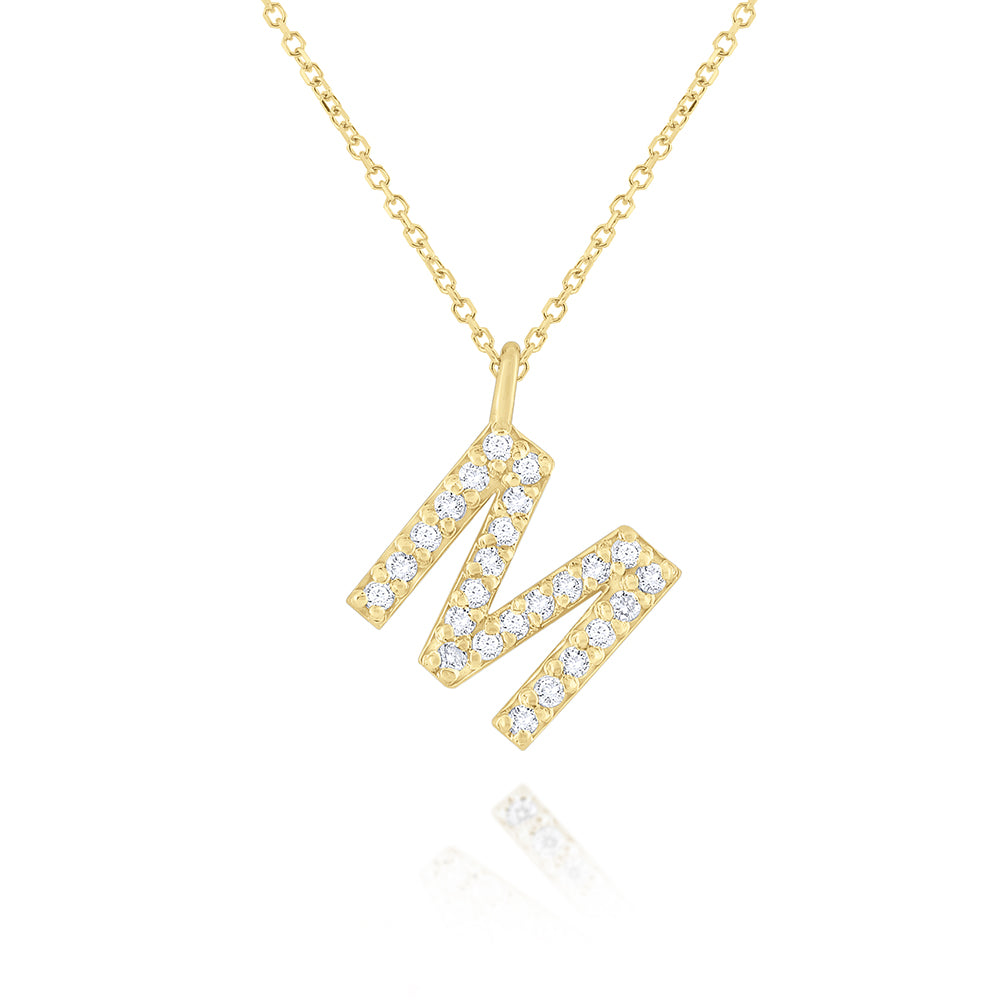 Collier initial de lettres majuscules modernes en diamant 14K de la collection Hemsleys