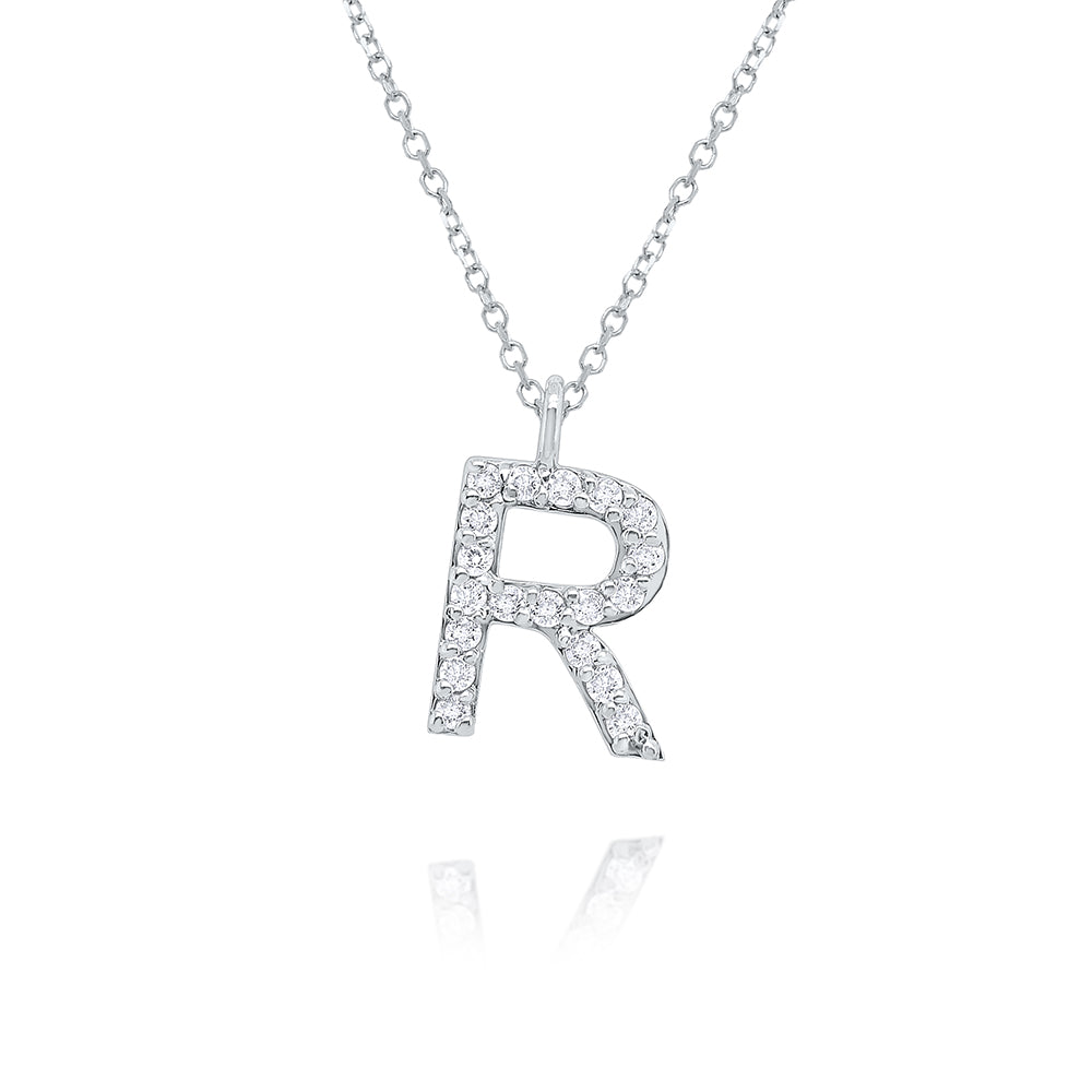 Collier initial de lettres majuscules modernes en diamant 14K de la collection Hemsleys
