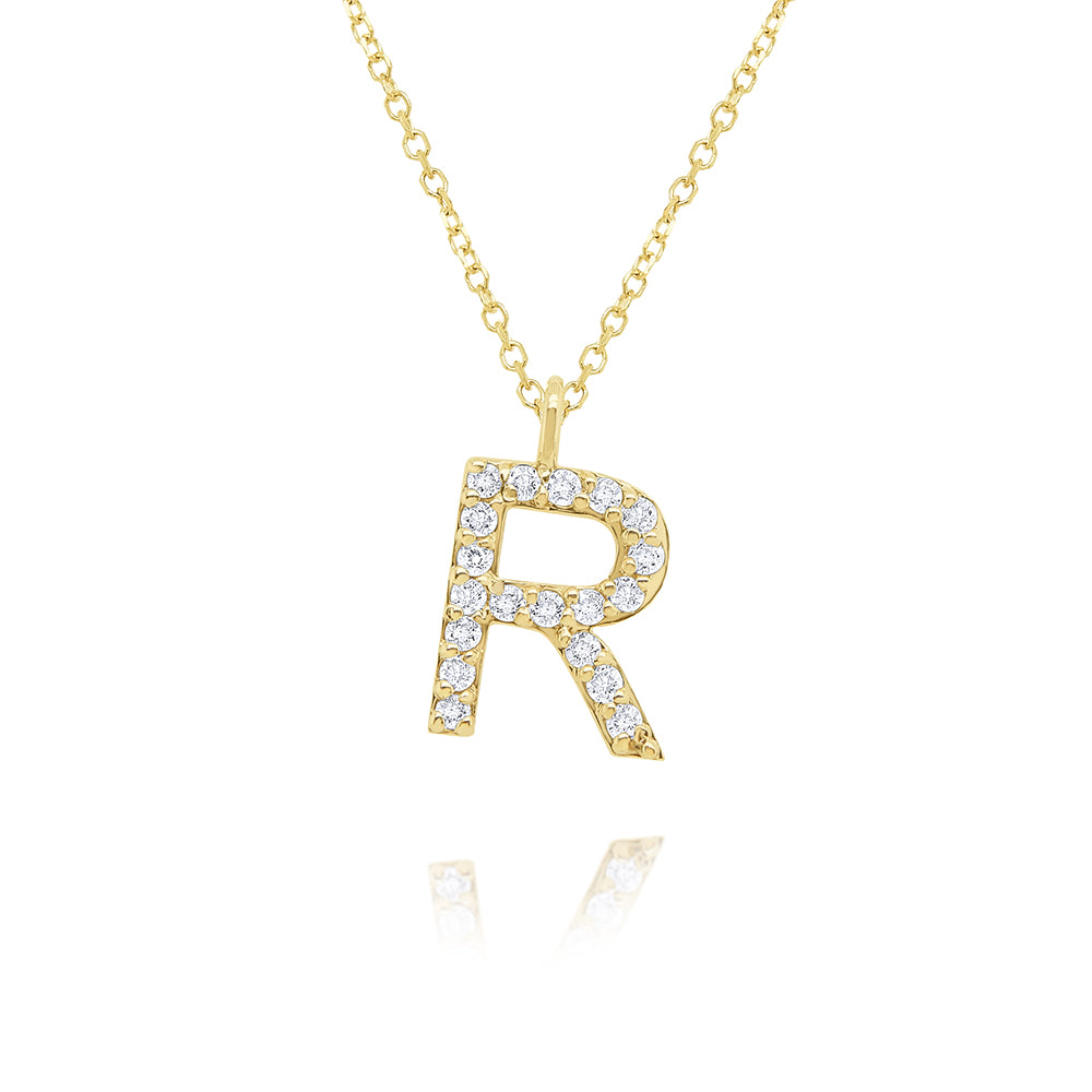 Collier initial de lettres majuscules modernes en diamant 14K de la collection Hemsleys