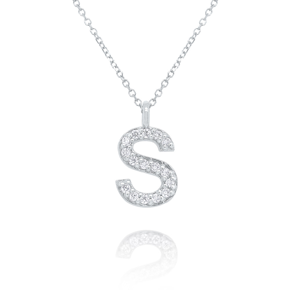 Collier initial de lettres majuscules modernes en diamant 14K de la collection Hemsleys