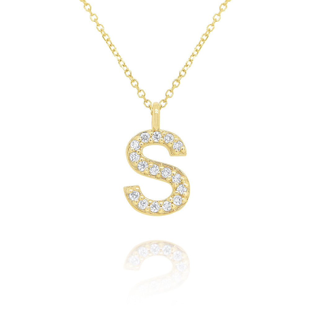 Collier initial de lettres majuscules modernes en diamant 14K de la collection Hemsleys
