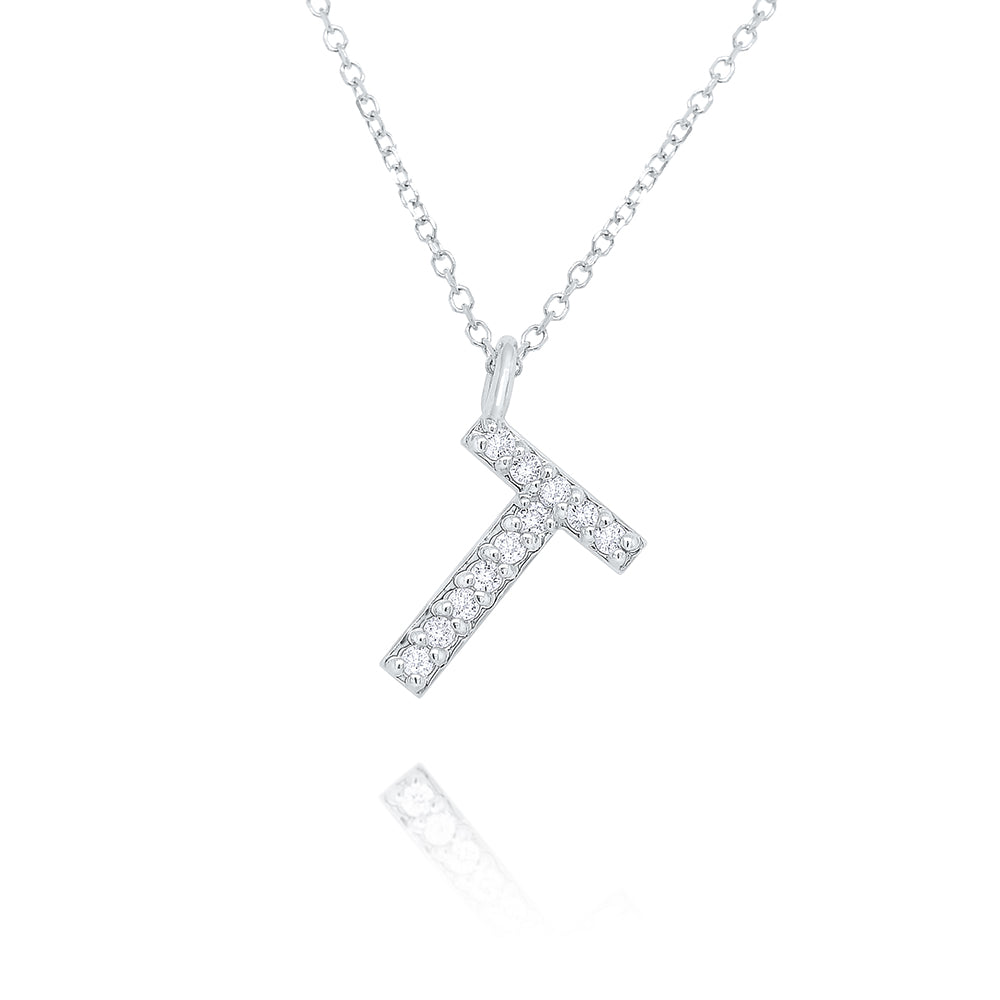 Collier initial de lettres majuscules modernes en diamant 14K de la collection Hemsleys