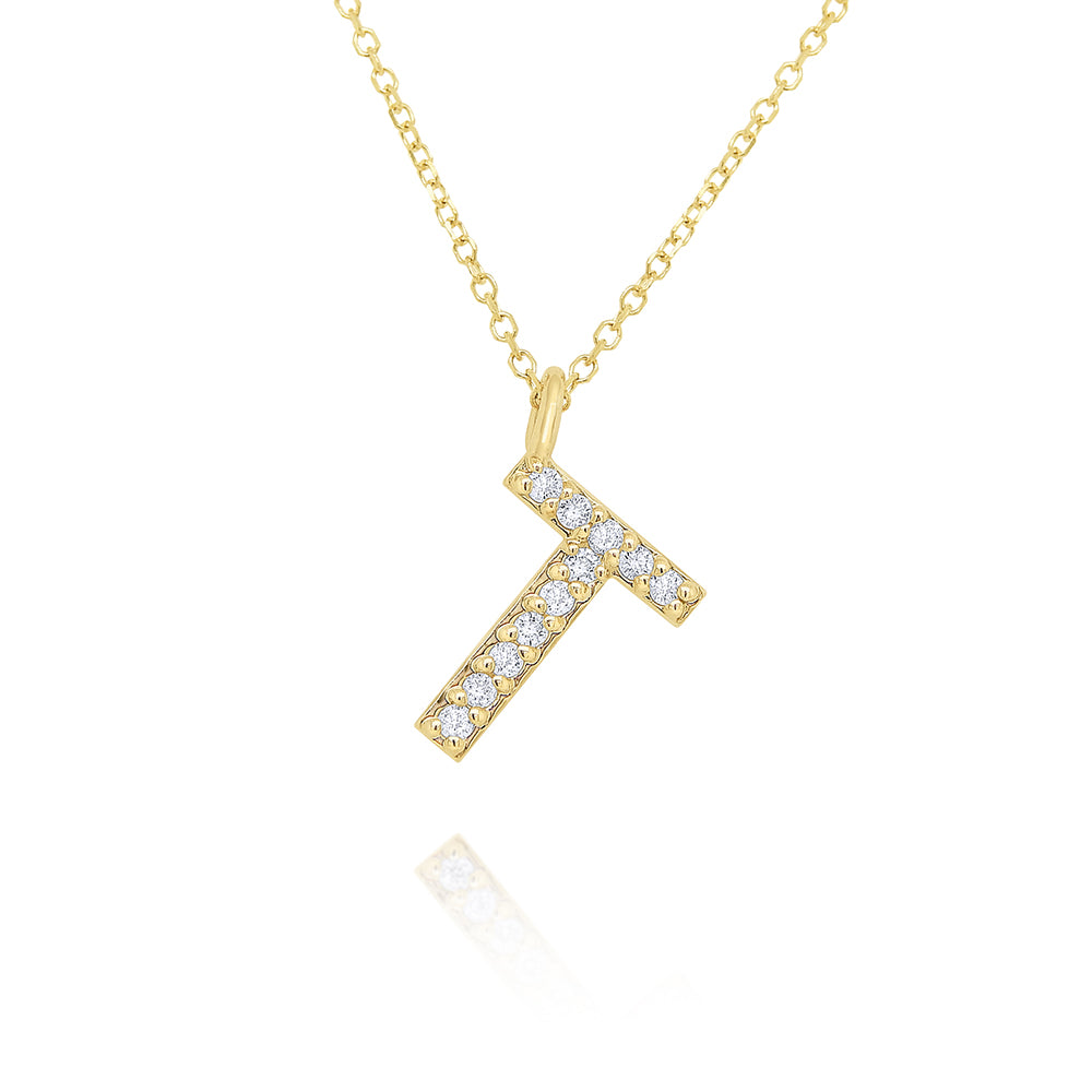 Collier initial de lettres majuscules modernes en diamant 14K de la collection Hemsleys