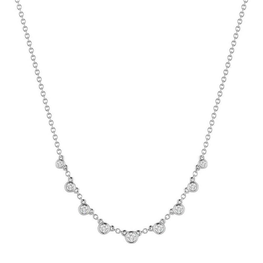 Hemsleys Collection 14K Bezel Set Nine Diamond Graduated Necklace