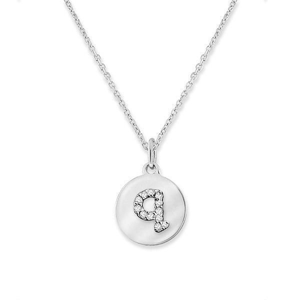 Collier initial minuscule à disque de diamants de la collection Hemsleys 14K