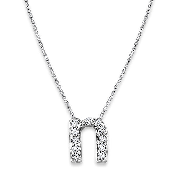 Collier initial minuscule en diamant 14K de la collection Hemsleys