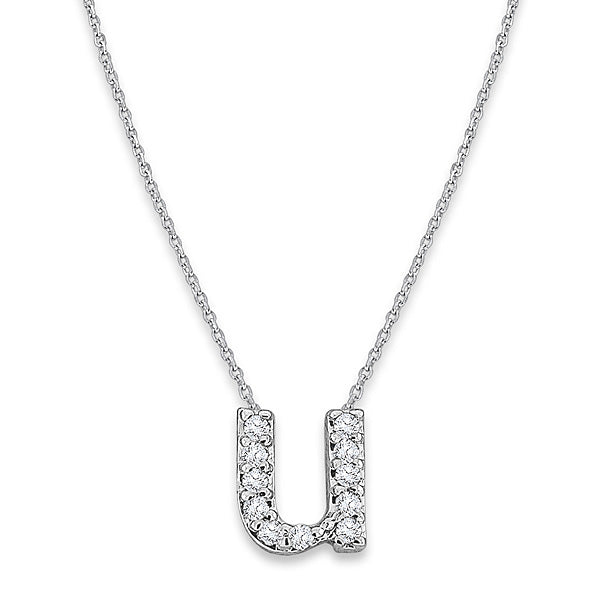 Collier initial minuscule en diamant 14K de la collection Hemsleys