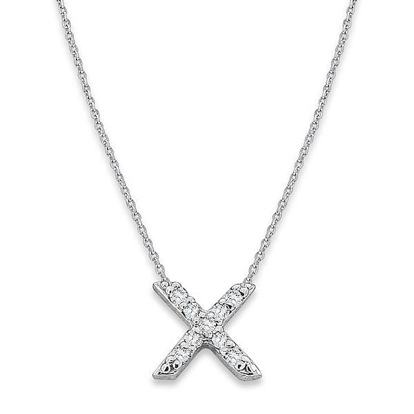 Collier initial minuscule en diamant 14K de la collection Hemsleys