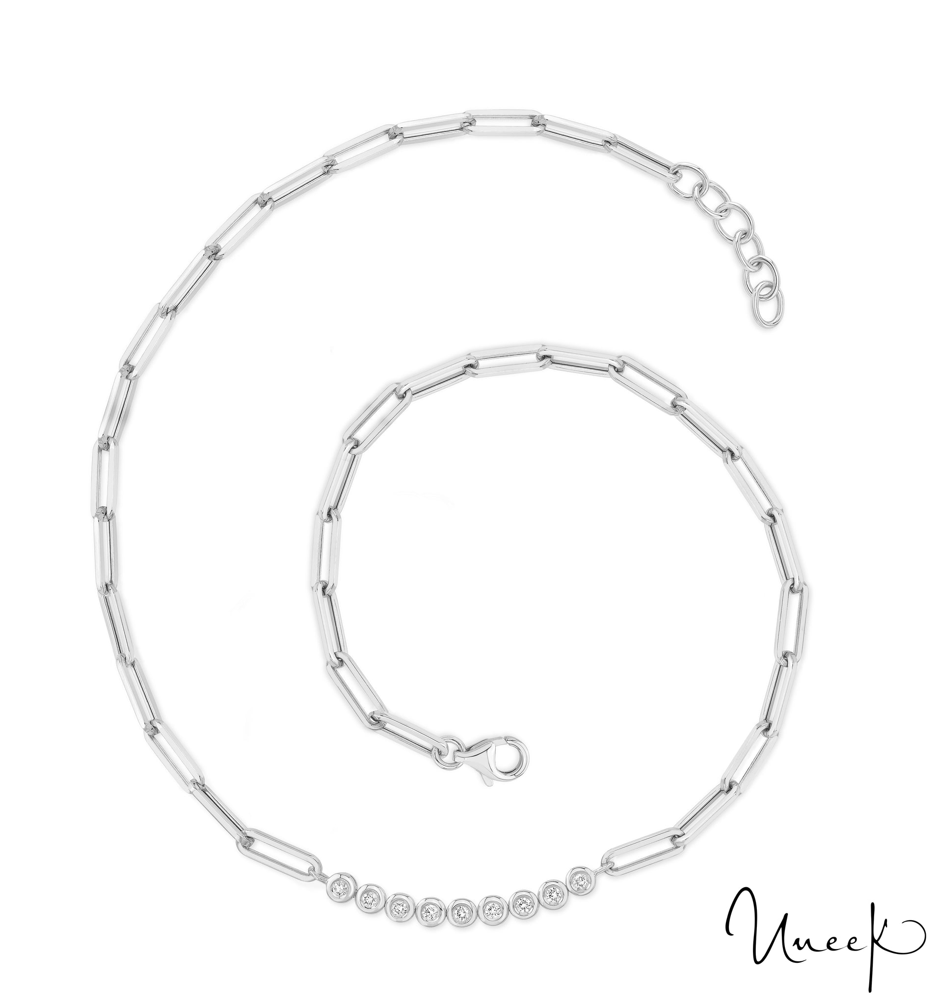 Uneek 18K Legacy Paperclip & Bezel Set Diamond Necklace