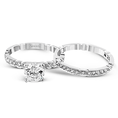 Simon G 18K Round Diamond Filagree Engagement Ring