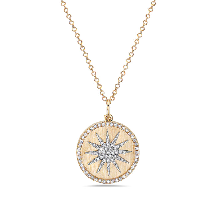 Hemsleys Collection 14K Diamond Starburst Medallion Pendant