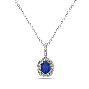 Hemsleys Collection 14K Oval Blue Sapphire & Diamond Halo Pendant