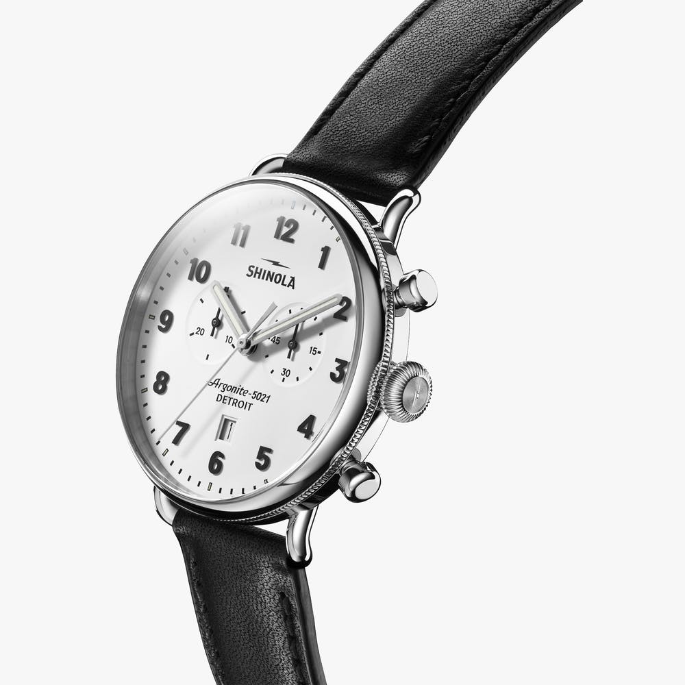 Shinola Canfield Chronograph Quartz White Dial 43mm