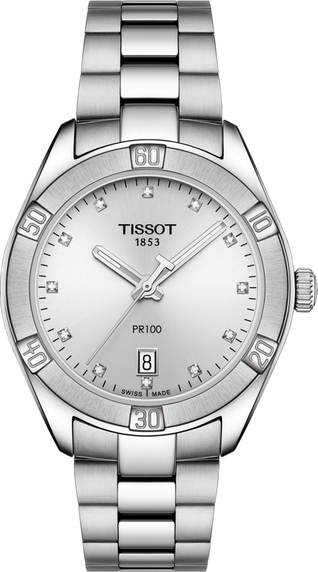 Tissot PR 100 Sport Chic Quartz (Silver Diamond Dial / 36mm)