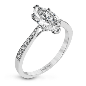 Simon G 18K Marquise Diamond Engagement Ring with Diamond Pave Basket