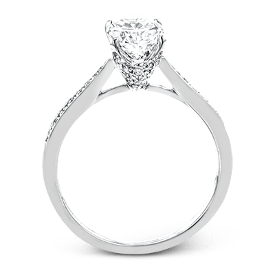 Simon G 18K Oval Diamond Engagement Ring with Diamond Pave Basket