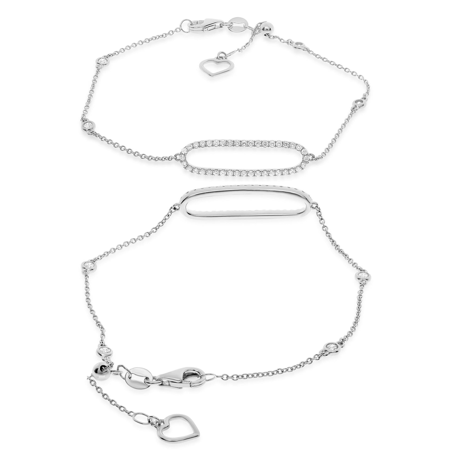 Hemsleys Collection 14K Diamond Open Oval Station Bracelet