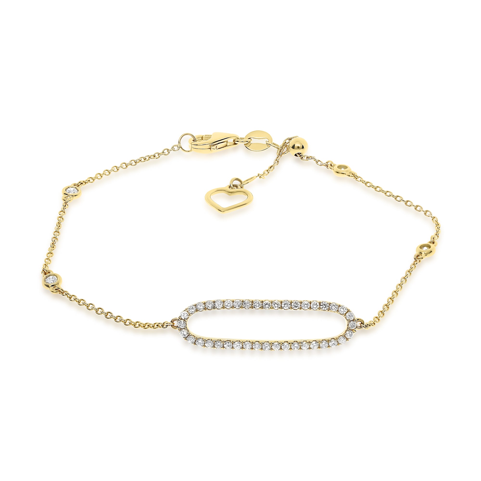 Hemsleys Collection 14K Diamond Open Oval Station Bracelet