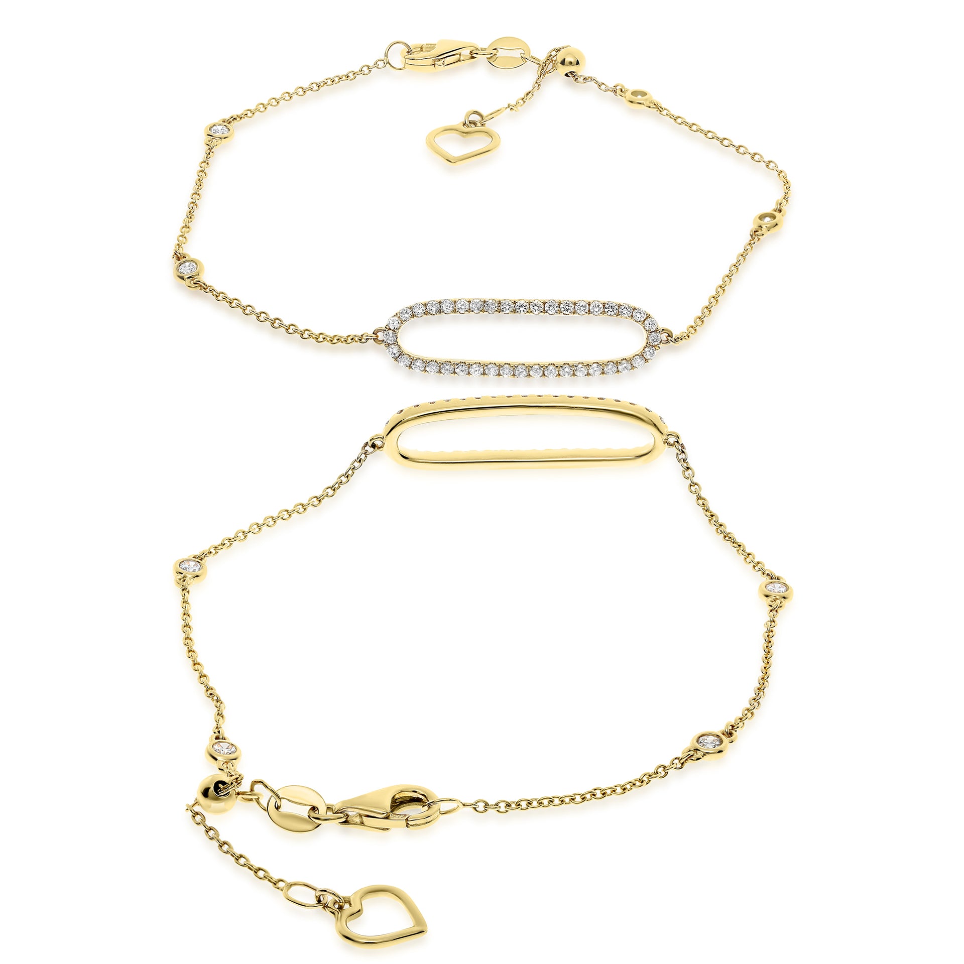 Hemsleys Collection 14K Diamond Open Oval Station Bracelet