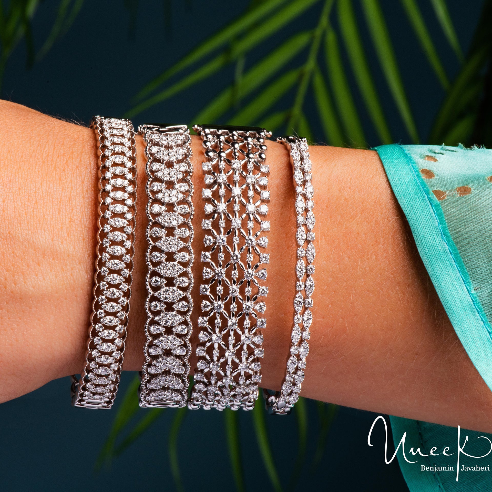 Unek 18K Diamond Two Row Bangle