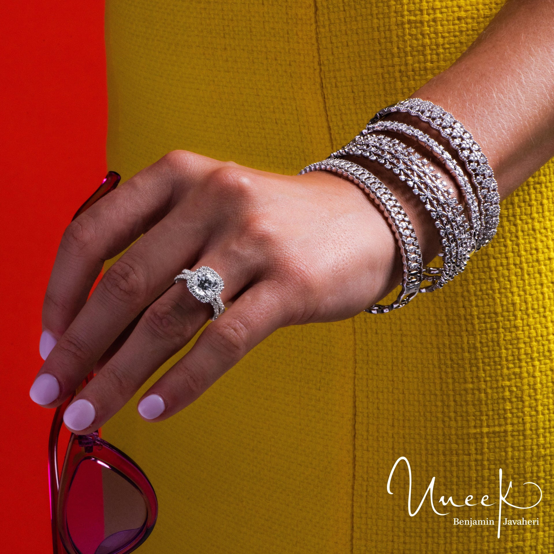 Unek 18K Diamond Two Row Bangle