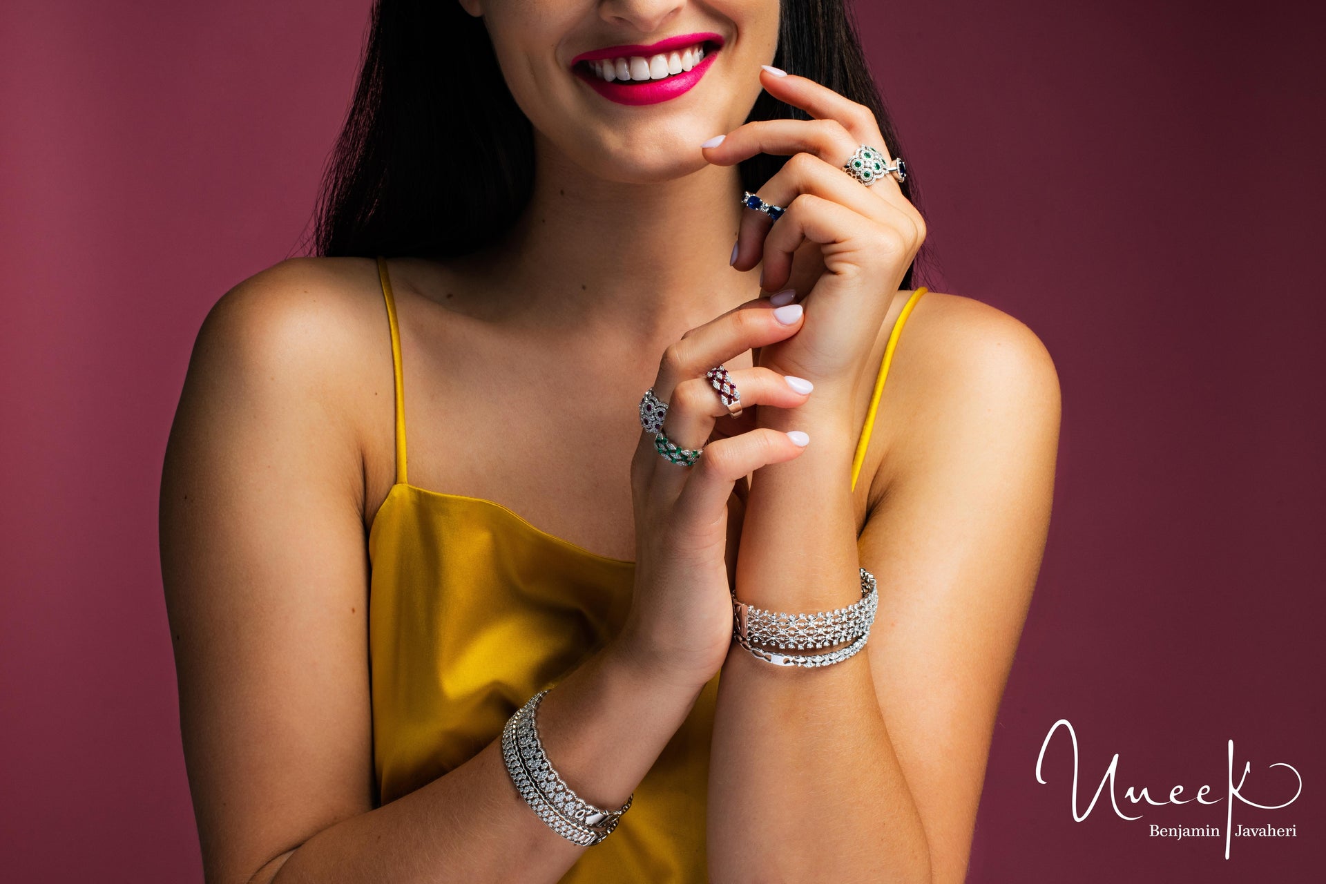 Unek 18K Diamond Two Row Bangle