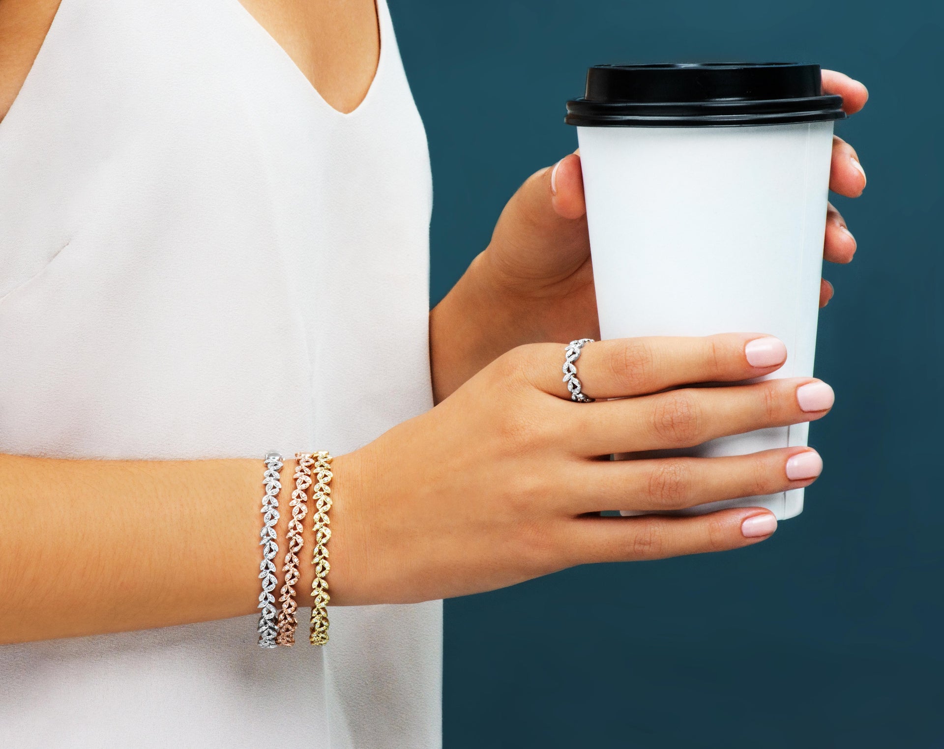 Uneek 14K Diamond Vine Stackable Ring