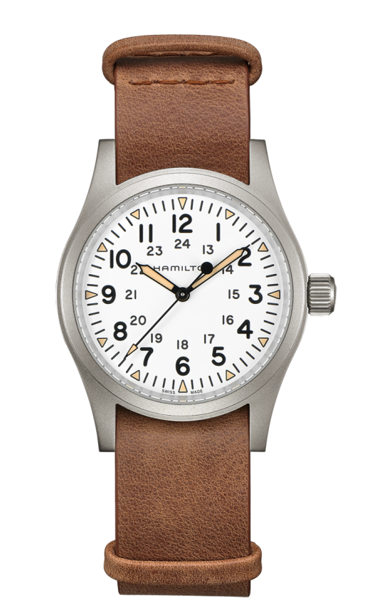Hamilton Khaki Field Mechanical White Dial 38mm Brown Nato