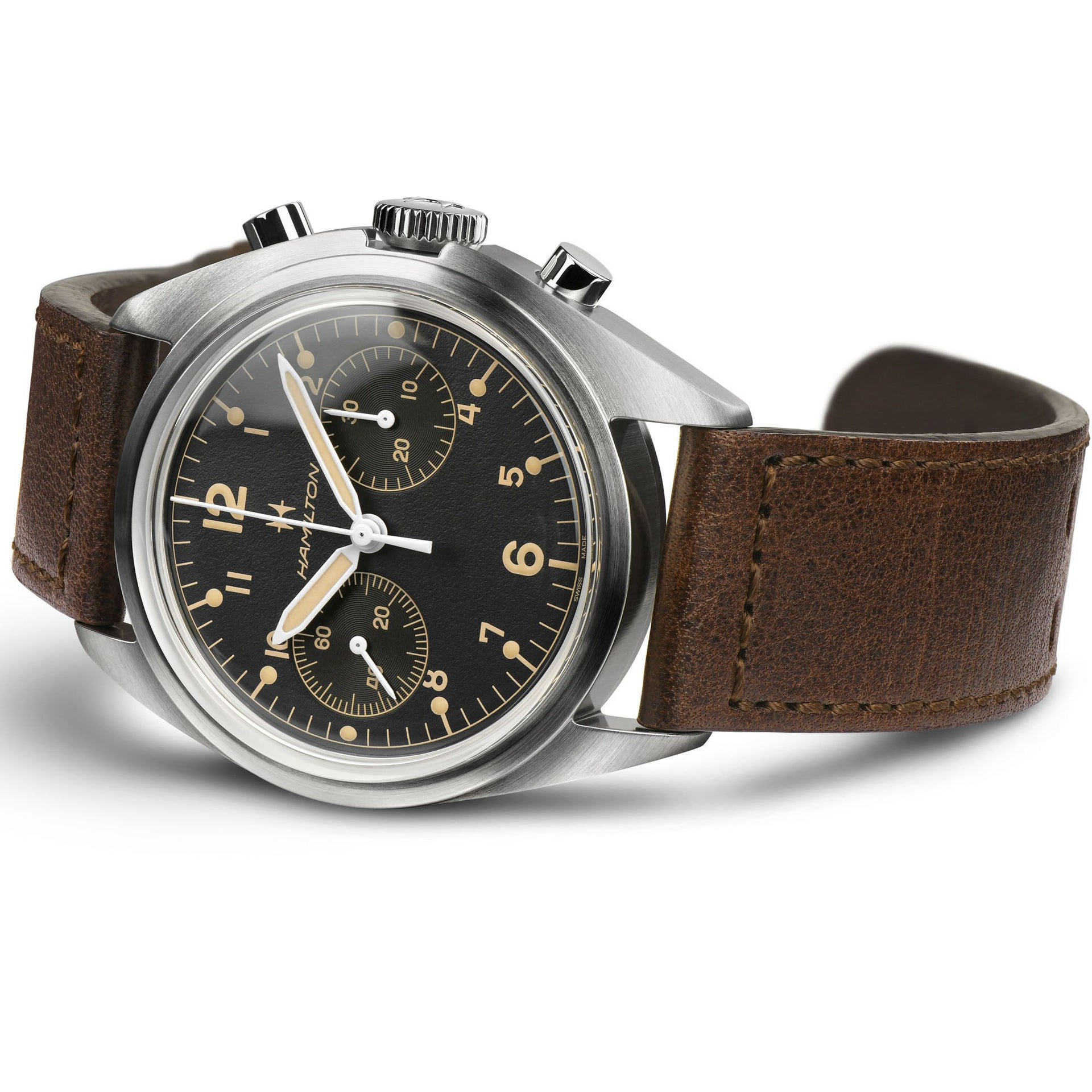 Hamilton Khaki Pilot Aviation Pioneer Mechanical Chronograph (Black Dial / 40mm)