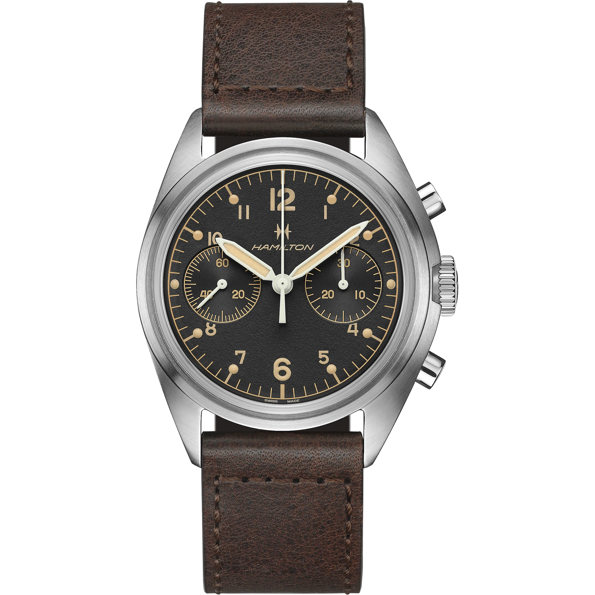 Hamilton Khaki Pilot Aviation Pioneer Mechanical Chronograph (Black Dial / 40mm)